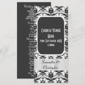 Programme mariage damassé noir et blanc (Devant / Derrière)