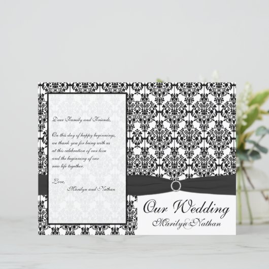 Programme Mariage damassé noir et blanc (Debout devant)