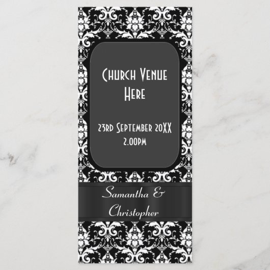 Programme mariage damassé noir et blanc (Devant)