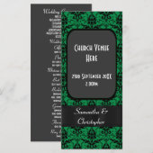 Programme mariage damassé noir et vert (Devant / Derrière)