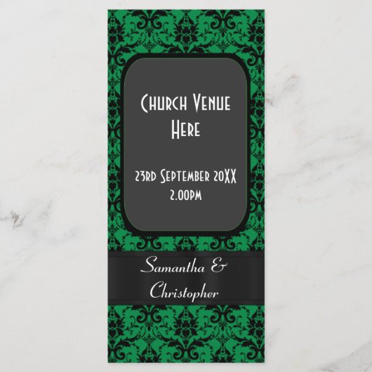 Programme mariage damassé noir et vert (Devant)