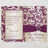 Programme Mariage damassé Plum and Champagne (Devant / Derrière)