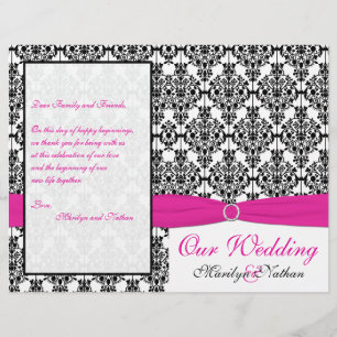 Programme Mariage damassé rose, blanc et noir
