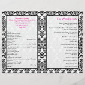 Programme Mariage damassé rose, blanc et noir (Dos)