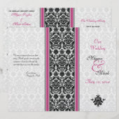 Programme Mariage damassé rose et noir (Devant / Derrière)