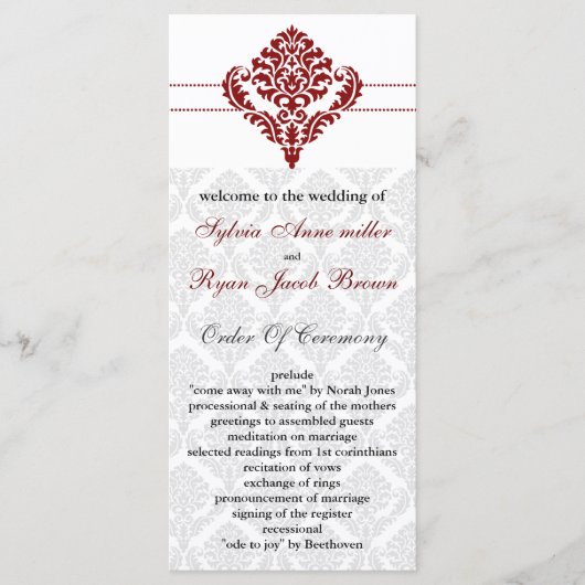 programme mariage damassé rouge (Devant)