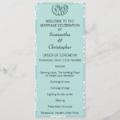 Programme Mariage damassé turquoise (Devant)