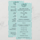 Programme Mariage damassé turquoise (Devant / Derrière)