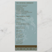 Programme mariage damassé - Turquoise Bleu & Brown (Dos)