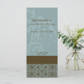 Programme mariage damassé - Turquoise Bleu & Brown (Debout devant)