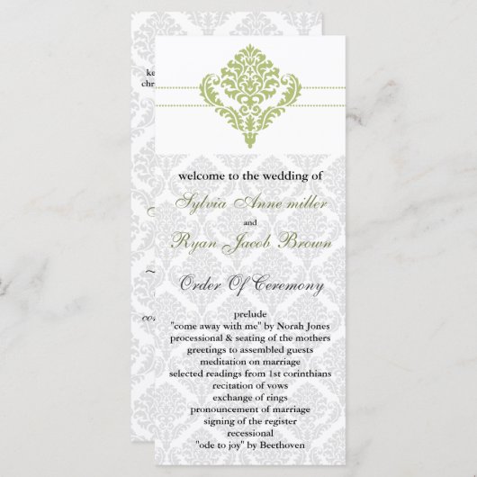 programme mariage damassé vert (Devant / Derrière)