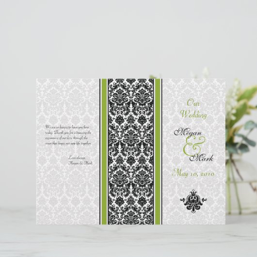 Programme Mariage damassé verte et noire (Debout devant)