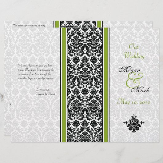 Programme Mariage damassé verte et noire (Devant / Derrière)