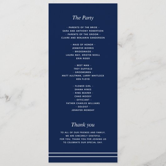 Programme Mariage d'Ancre blanc marine (Dos)