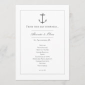 Programme Mariage d'Ancres nautiques simple | Blanc (Devant)