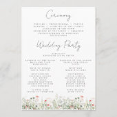 Programme Mariage dans une prairie de fleurs sauvages (Dos)