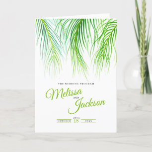Programme Mariage d'aquarelle aux frondes de palmiers tropic