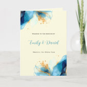 Programme Mariage d'aquarelle bleu et or Abstrait (Devant)