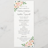 Programme Mariage d'aquarelle botanique de rose pâle (Devant)