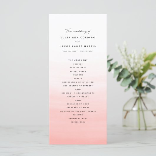 Programme Mariage d'aquarelle de corail (Debout devant)