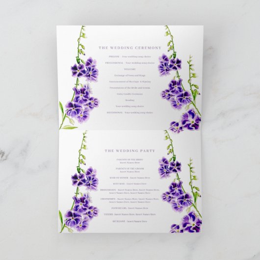 Programme Mariage d'aquarelle de fleur violet duranta ciel (Intérieur)