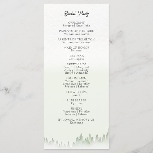 Programme Mariage d'aquarelle fleur sauvage Mountain (Dos)