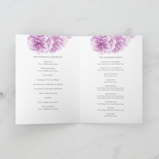 Programme Mariage d'aquarelle fleurie fleurie (Intérieur)