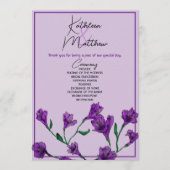 Programme Mariage d'aquarelle florale pourpre (Devant)