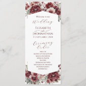 Programme Mariage d'aquarelle florale rustique de Bourgogne (Devant)