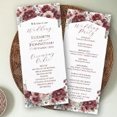 Programme Mariage d'aquarelle florale rustique de Bourgogne