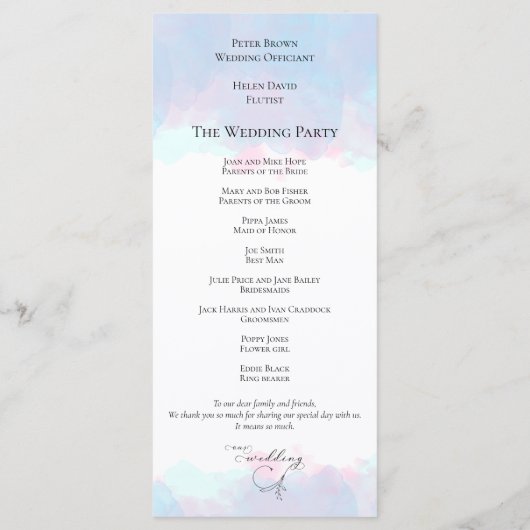 Programme Mariage d'aquarelle Pastel noir feuille orange (Dos)