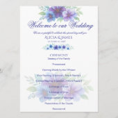 Programme Mariage d'aquarelle romantique bleu violet (Devant)