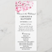 Programme Mariage d'aquarelle rose fleurs cerise (Devant)