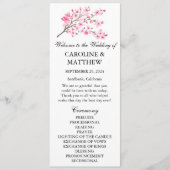 Programme Mariage d'aquarelle rose fleurs cerise (Devant)