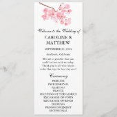 Programme Mariage d'aquarelle rose fleurs cerise (Devant)
