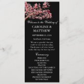 Programme Mariage d'aquarelle rose fleurs cerise (Devant)