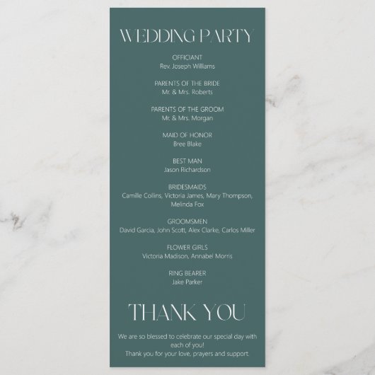 Programme Mariage d'aquarelle rose pâle (Dos)