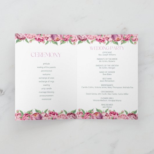 Programme Mariage d'aquarelle rose pâle (Intérieur)