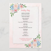 Programme Mariage d'aquarelle rose pâle Hydrangea (Dos)