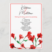 Programme Mariage d'aquarelle rouge (Devant)