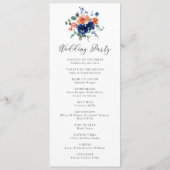 Programme Mariage d'aquarelle rustique de la marine orange b (Dos)