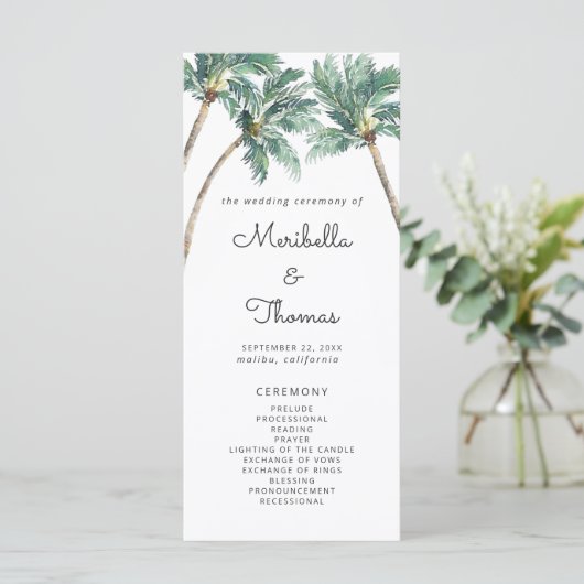 Programme Mariage d'aquarelle Tropical Palm Tree Beach (Debout devant)