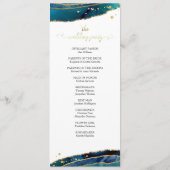Programme Mariage d'aquarelle turquoise Gold Agate (Dos)