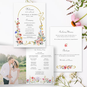 Programme Mariage d'arche d'été Fleur sauvage d'aquarelle