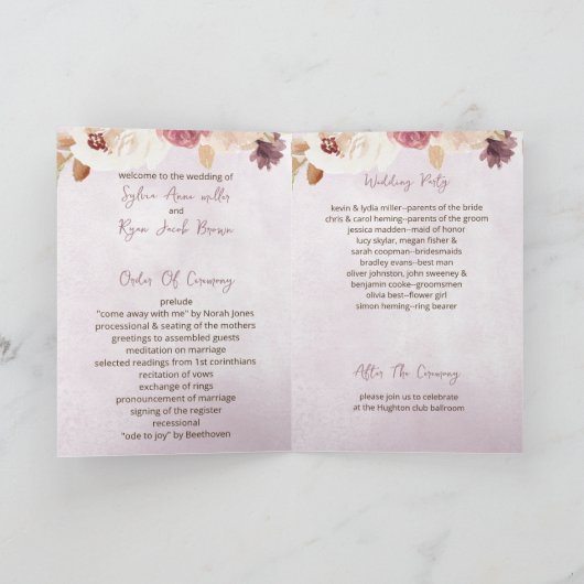 Programme Mariage de automne Citrouille aquarelle (Intérieur)