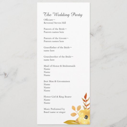 Programme Mariage de automne de charme (Dos)