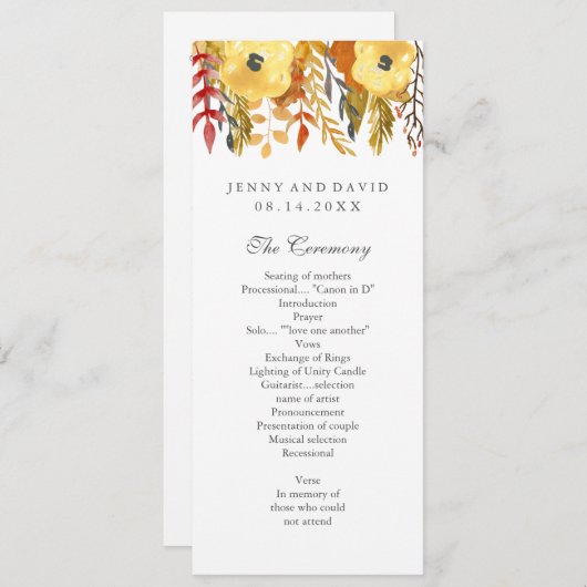 Programme Mariage de automne de charme (Devant / Derrière)