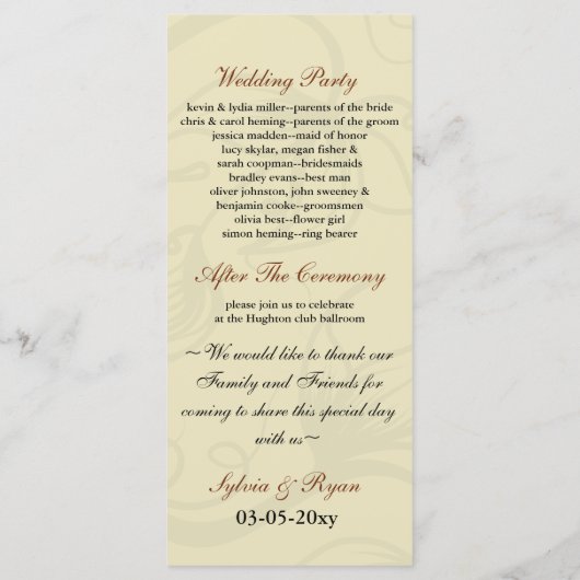 programme mariage de automne orange (Dos)