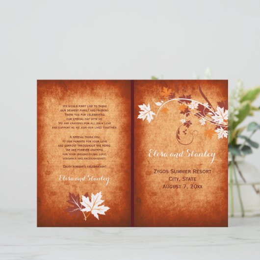 Programme mariage de automne orange feuille Maple (Debout devant)