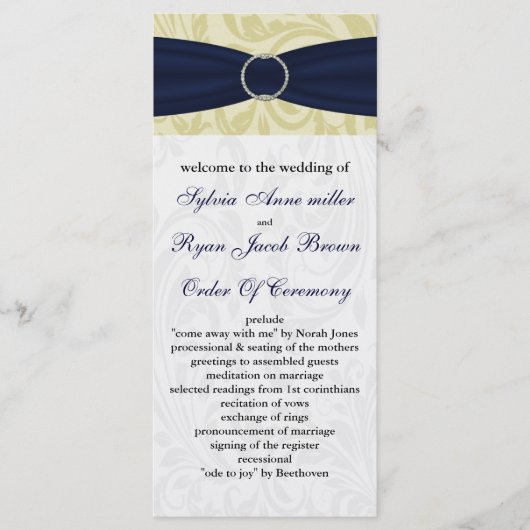 Programme Mariage de boucle diamante du ruban jaune FAUX Nav (Devant)